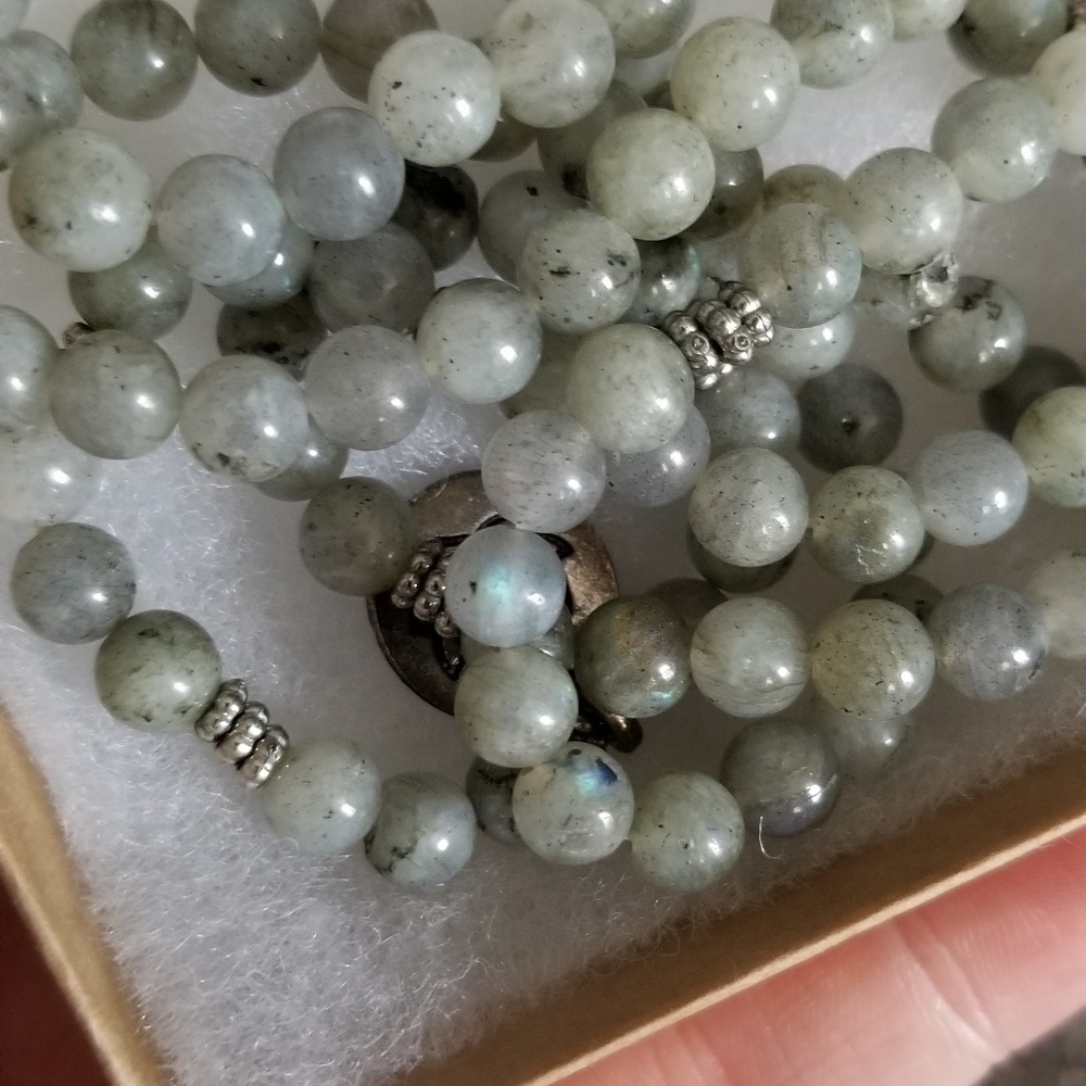 Labradorite Mala Bead Necklace - Picture 2 of 4